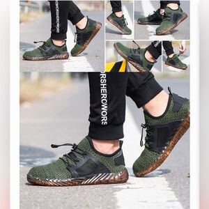 Ryder indestructible GREEN black mesh Steel Toe Safety Shoes Men’s  size 8.5, 42
